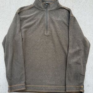 Tommy Bahama 1/4 Zip Pullover Sweater Mens Large Olive/Brown Knit Preppy Outdoor